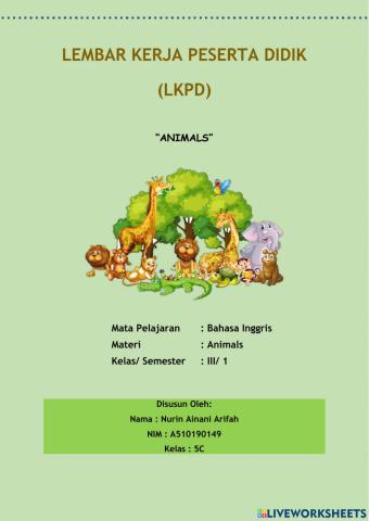 LKPD Bahasa Inggris Kelas 3 SD tentang Animals