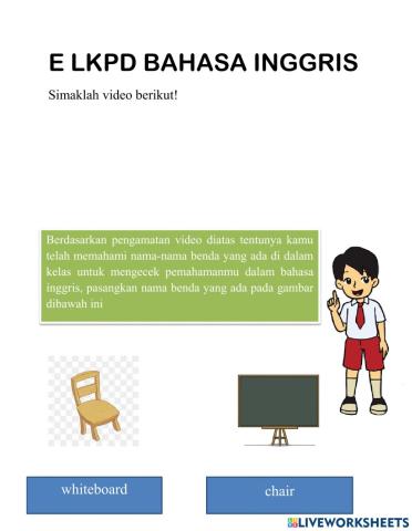 Bahasa inggris dari benda dikelas