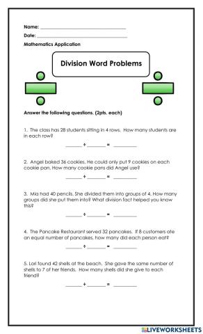 Division Facts Word Problems