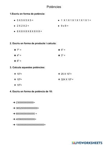 Examen de potències