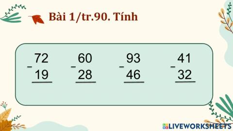 Bài 23. Phép trừ (có nhớ) số có hai chữ số cho số có hai chữ số