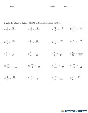 Equivalent Ratios