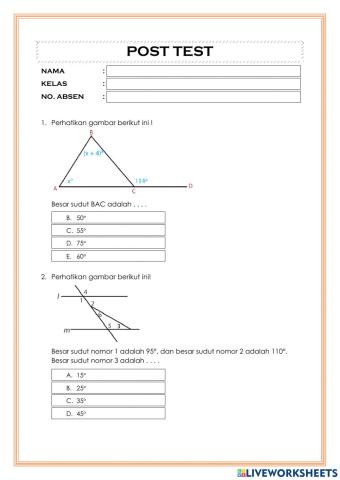 POST TEST - GARIS dan SUDUT