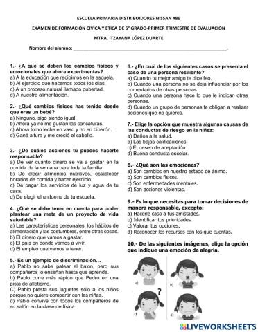 Examen formación cívica y ética