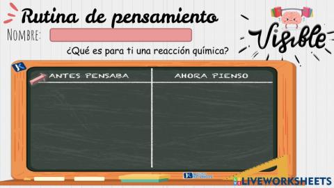 Rutina de pensamiento: Antes pensaba - ahora pienso parte 1. Reacciones químicas