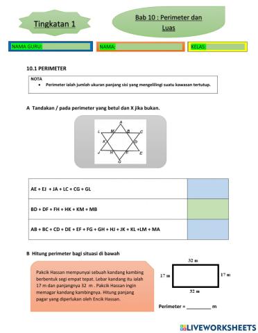 Bab 10 perimeter dan luas matematik tingkatan 1