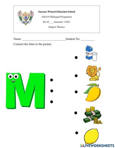 Phonics -Matching Type Mm-