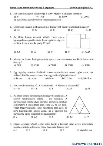 Zrínyi feladatlap