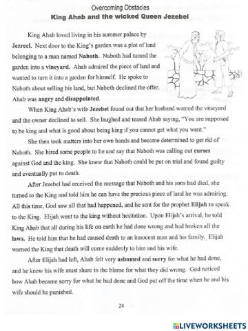 King Ahab and the Wicked Queen Jezebel