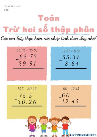 Trừ hai số thập phân