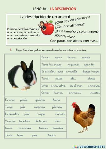 La descripción de animales