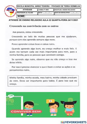 Atividade de ensino religioso