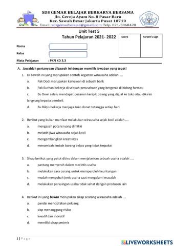 Unit test 5 pkn