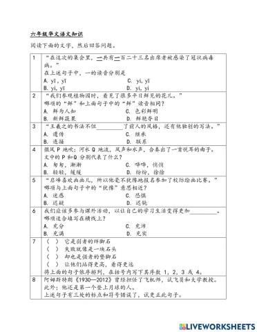 6年级华文语文知识2