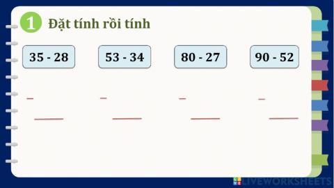 Luyện tập phép trừ (có nhớ) - Trang 90,91