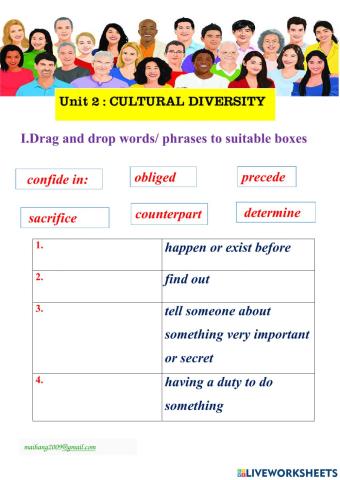 Unit 2: Cultural diversity- reading