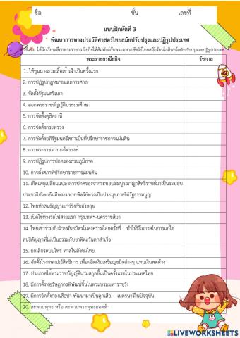 แบบฝึกหัดที่ 3 รัตนโกสินทร์