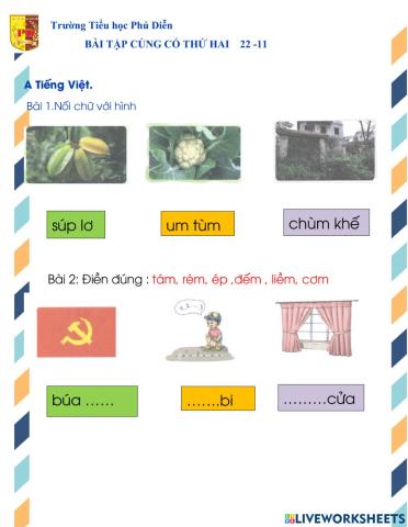 Bài tập củng cố Thứ hai 22 -11