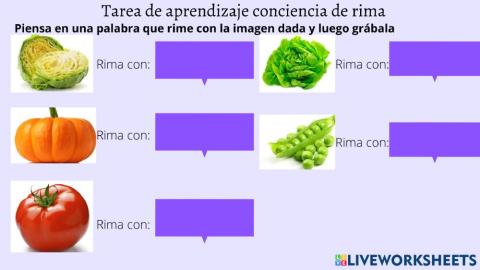 Tarea de aprendizaje nivel avanzado conciencia de rima