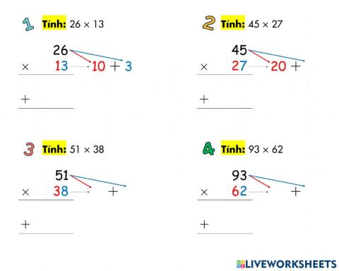 Nhân số có 2 chữ số - Tìm hiểu bài