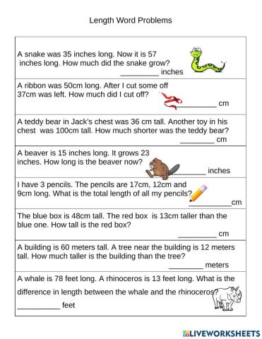 Length Word Problems