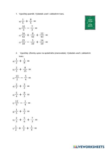 Sčítání a odčítání zlomků