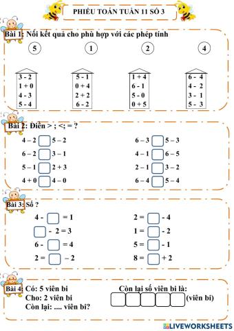 Phiếu bài tập Toán tuần 11 - số 3