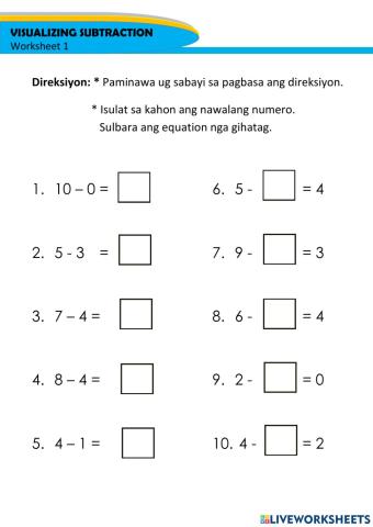 Visualizing Subtraction