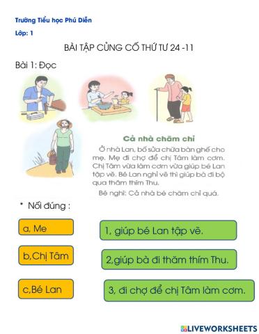 Bài tập củng cố Thứ tư  24 -11