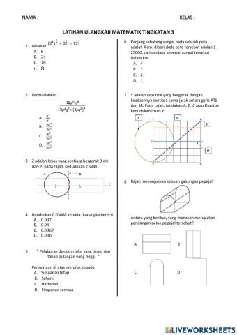 Ulangkaji Matematik Tingkatan 3