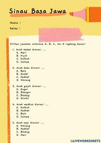 Soal Bahasa Jawa (Multiple Choice)