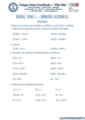 Tema 5: números decimales