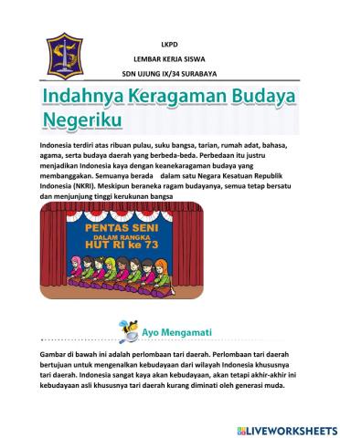 LKPD Indahnya Keberagaman budaya bangsaku