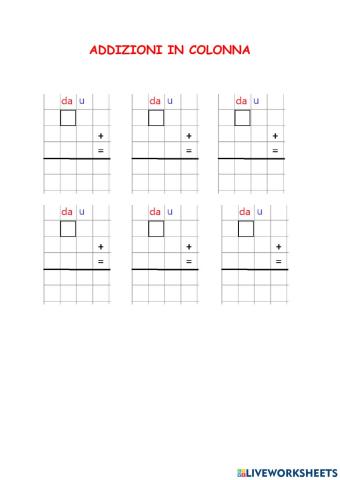 Schema addizioni in colonna