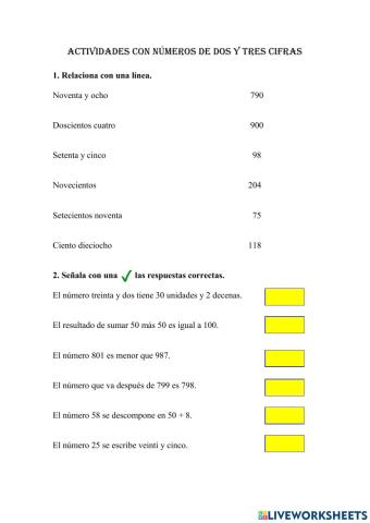 Numeros de dos y tres cifras