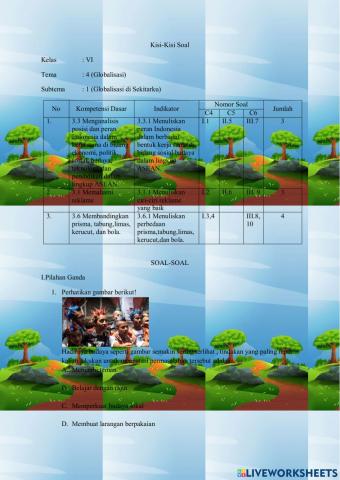 Soal kelas 6 tema 4 subtema 1