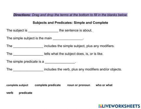 Subjects and Predicates