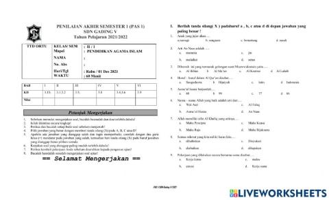 Pas pai kelas 2 sem 1 sdn gading v 2021