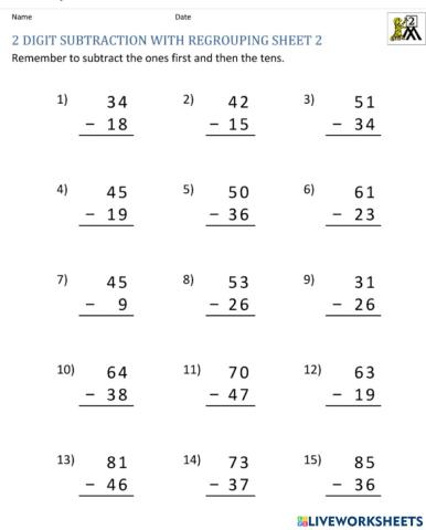 Subtraction with regrouping