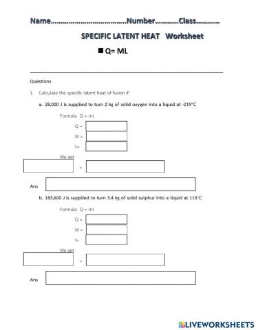 Specific latent heat