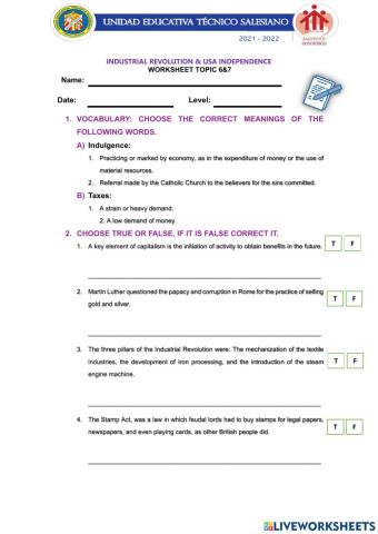 Recovery Worksheet - Social Studies