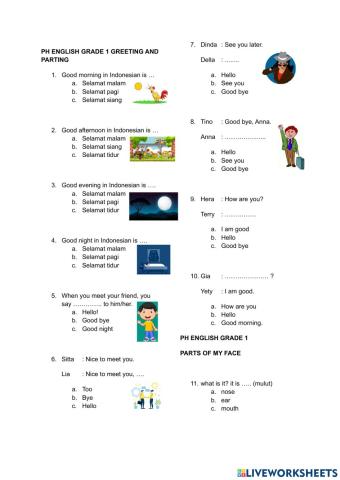 English Exercise Grade 1 Semester 1