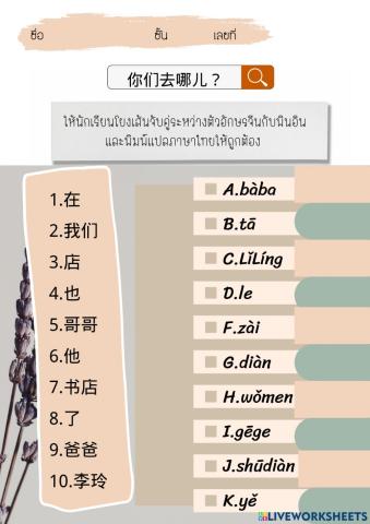 บทที่ 4 เรื่อง 你们去哪儿？