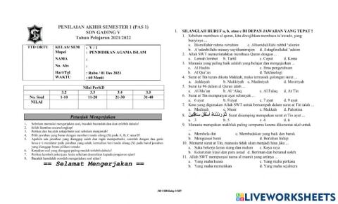 Pas pai kelas 5 sdn gading v 2021