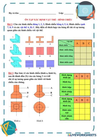 Ôn tập xác định vật thể - hình chiếu