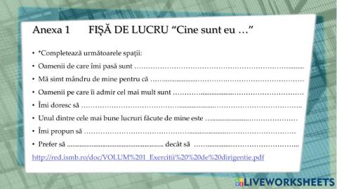 Fișa Cine sunt eu?