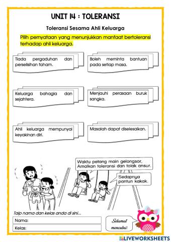 P.Moral Thn 2 : Toleransi (Manfaat Bertoleransi terhadap Ahli Keluarga)