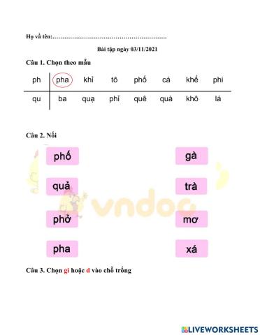 Bài tập tuần 9 số 3 ( Tiếng Việt )