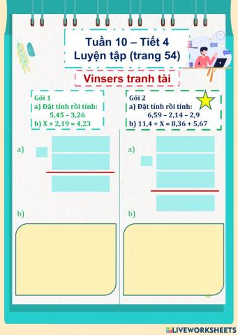 Toán - Tuần 10 - Tiết 4 - Luyện tập (Trang 54)