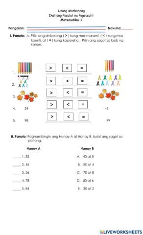 Third Summative Test in Mathematics (Part 1)